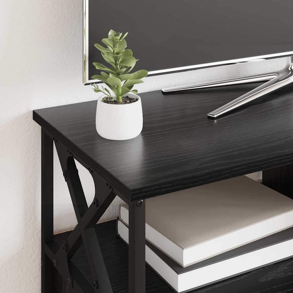 VidaXL TV-kast Zwart Eiken 90 x 33 x 45 cm Engineered hout en staal