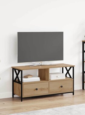 VidaXL TV-kast Artisan Eiken 90 x 33 x 45 cm Engineered hout en staal