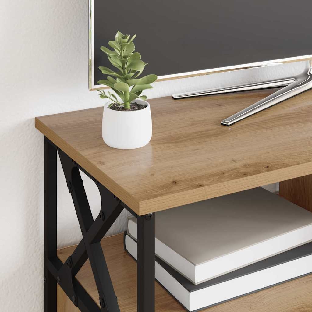 VidaXL TV-kast Artisan Eiken 90 x 33 x 45 cm Engineered hout en staal