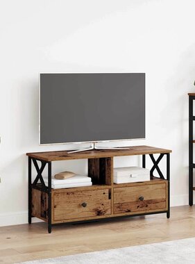 VidaXL TV-kast Oud Hout 90 x 33 x 45 cm Engineered hout en staal