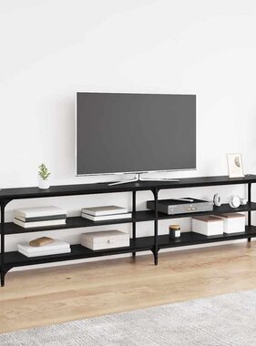 VidaXL TV-kast Zwart Eiken 200 x 30 x 50 cm Gemonteerd hout en ijzer