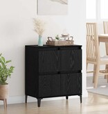VidaXL Dressoir Zwart Eiken 60 x 35 x 70 cm Gemonteerd hout en ijzer