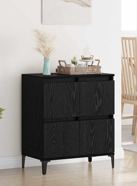 VidaXL Dressoir Zwart Eiken 60 x 35 x 70 cm Gemonteerd hout en ijzer