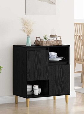 VidaXL Dressoir Zwart eiken 35 x 60 x 70 cm Bewerkt hout