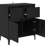 VidaXL Dressoir Zwart Eiken 60 x 35 x 70 cm Gemonteerd hout en ijzer