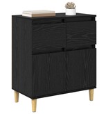 VidaXL Dressoir met lade Zwart Eiken 60 x 35 x 70 cm Bewerkt hout