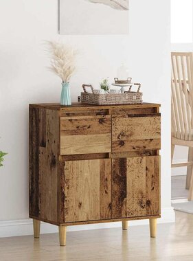 VidaXL Dressoir met lade Oud Hout 60 x 35 x 70 cm Bewerkt hout