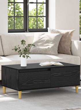 VidaXL Salontafel met lade Zwart Eiken 90 x 50 x 35 cm Bewerkt hout