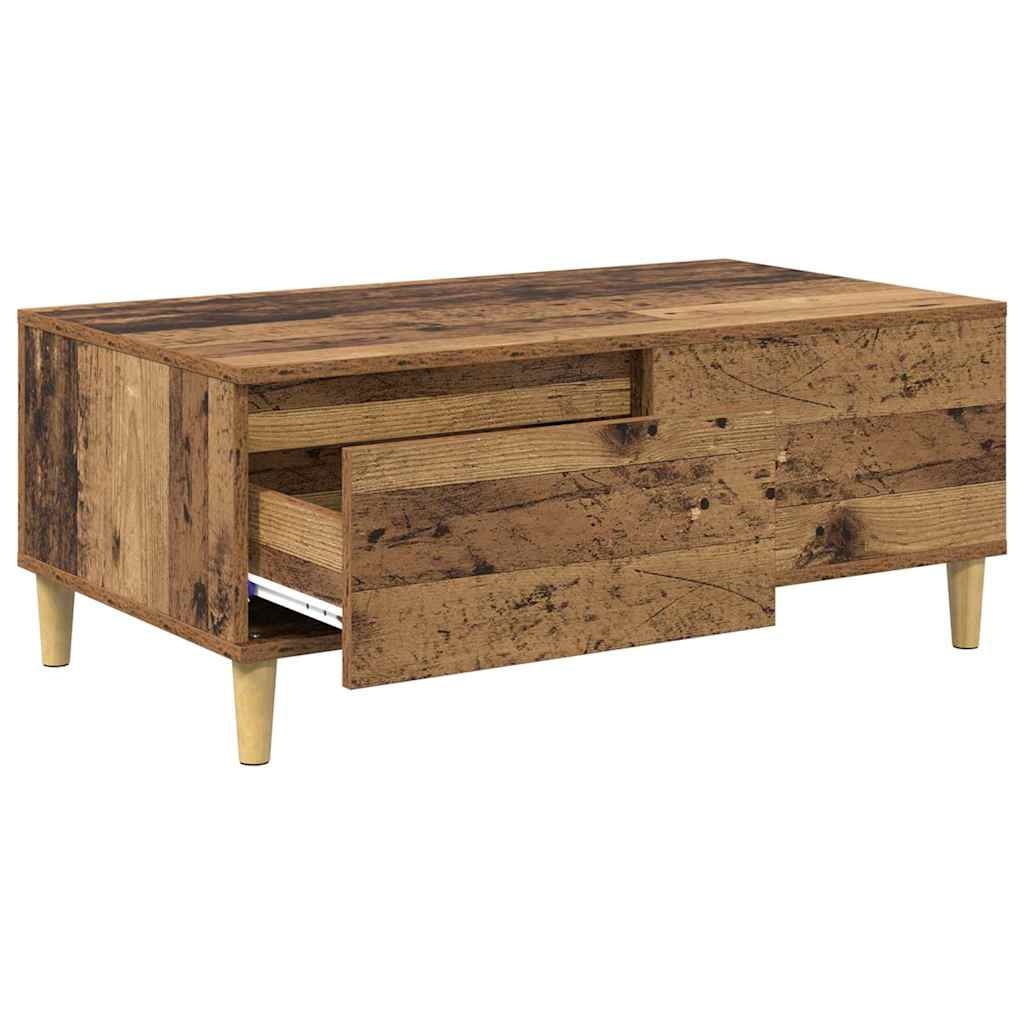 VidaXL Salontafel met lade Oud Hout 90 x 50 x 35 cm Bewerkt hout