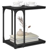 VidaXL Bijzettafel met plank Zwart Eiken 50 x 35 x 52 cm Bewerkt hout