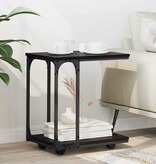 VidaXL Bijzettafel met wiel Zwart Eiken 50 x 35 x 55.5 cm Bewerkt hout