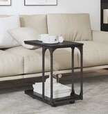 VidaXL Bijzettafel met wiel Zwart Eiken 50 x 35 x 55.5 cm Bewerkt hout