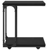 VidaXL Bijzettafel met wiel Zwart Eiken 50 x 35 x 55.5 cm Bewerkt hout