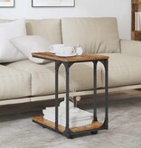 VidaXL Bijzettafel met plank Oudhout 50 x 35 x 55.5 cm Bewerkt hout