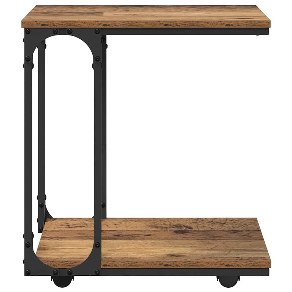 VidaXL Bijzettafel met plank Oudhout 50 x 35 x 55.5 cm Bewerkt hout