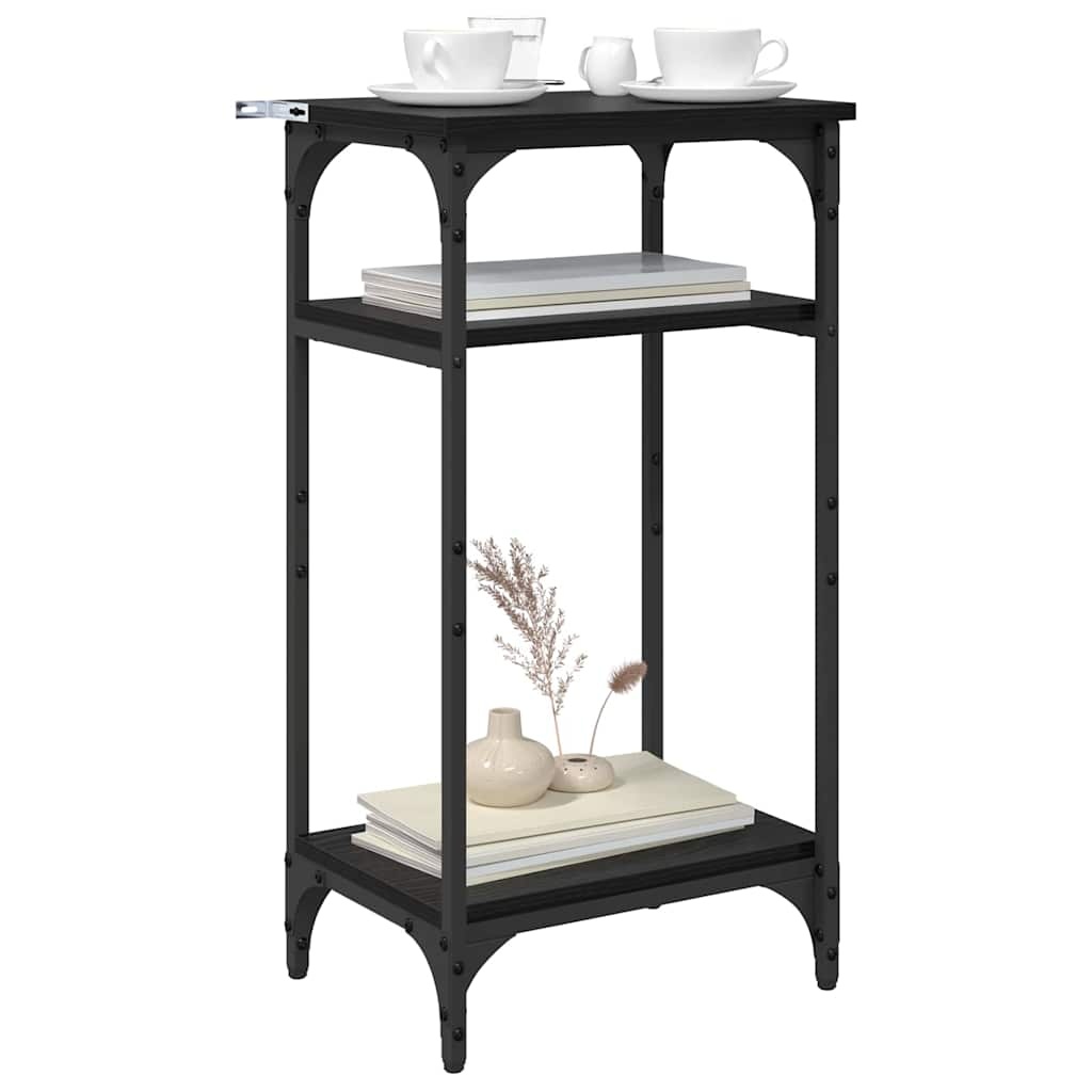 VidaXL Bijzettafel met plank Zwart Eiken 40 x 30 x 75 cm Bewerkt hout