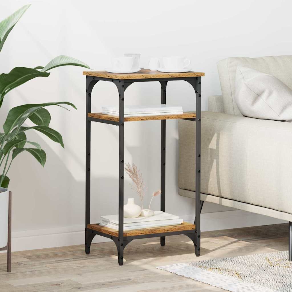 VidaXL Bijzettafel met plank Oud Hout 40 x 30 x 75 cm Bewerkt hout