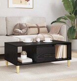 VidaXL Salontafel met lade Zwart Eiken 90 x 50 x 26.5 cm Bewerkt hout