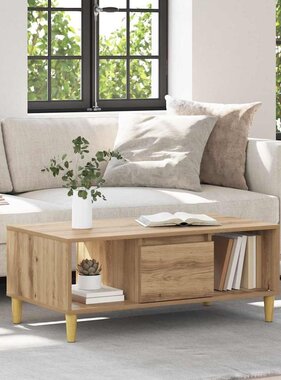 VidaXL Salontafel Artisan Eiken 90 x 50 x 26.5 cm Bewerkt hout