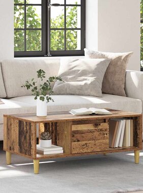 VidaXL Salontafel met lade Oud Hout 90 x 50 x 26.5 cm Bewerkt hout