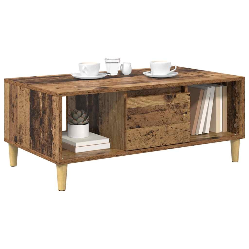 VidaXL Salontafel met lade Oud Hout 90 x 50 x 26.5 cm Bewerkt hout