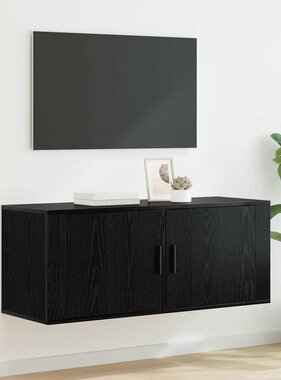 VidaXL Wandgemonteerde TV-kast Zwart Eiken 100 x 34,5 x 40 cm