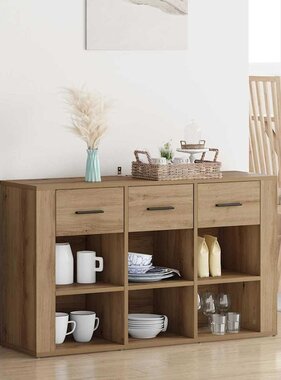 VidaXL Dressoir met lade Artisan Eiken 100 x 30 x 59,5 cm Bewerkt hout