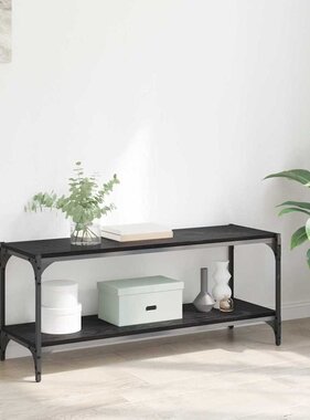 VidaXL TV-kast Zwart Eiken 100x33x41cm Gemonteerd hout en ijzer