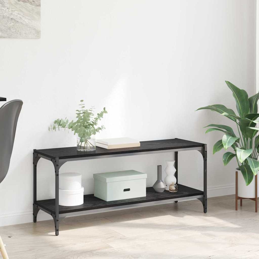 VidaXL TV-kast Zwart Eiken 100x33x41cm Gemonteerd hout en ijzer