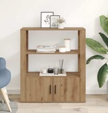 VidaXL Dressoir artisanaal eikenkleurig 30 x 80 x 90 cm Bewerkt hout