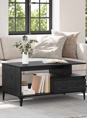 VidaXL Salontafel met lade Zwart Eiken 90 x 49 x 45 cm Bewerkt hout