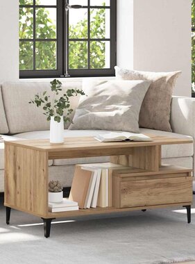 VidaXL Salontafel met lade Artisan Eiken 90 x 49 x 45 cm Bewerkt hout
