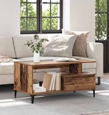 VidaXL Salontafel met lade Oud Hout 90 x 49 x 45 cm Bewerkt hout