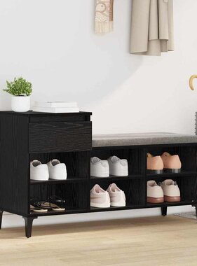VidaXL Schoenenkast met lade Zwart eiken 102 x 36 x 60 cm Bewerkt hout