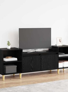 VidaXL TV-kast Zwart Eiken 160 x 35 x 55 cm Bewerkt hout
