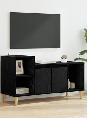 VidaXL TV-kast Zwart Eiken 100 x 35 x 55 cm Bewerkt hout