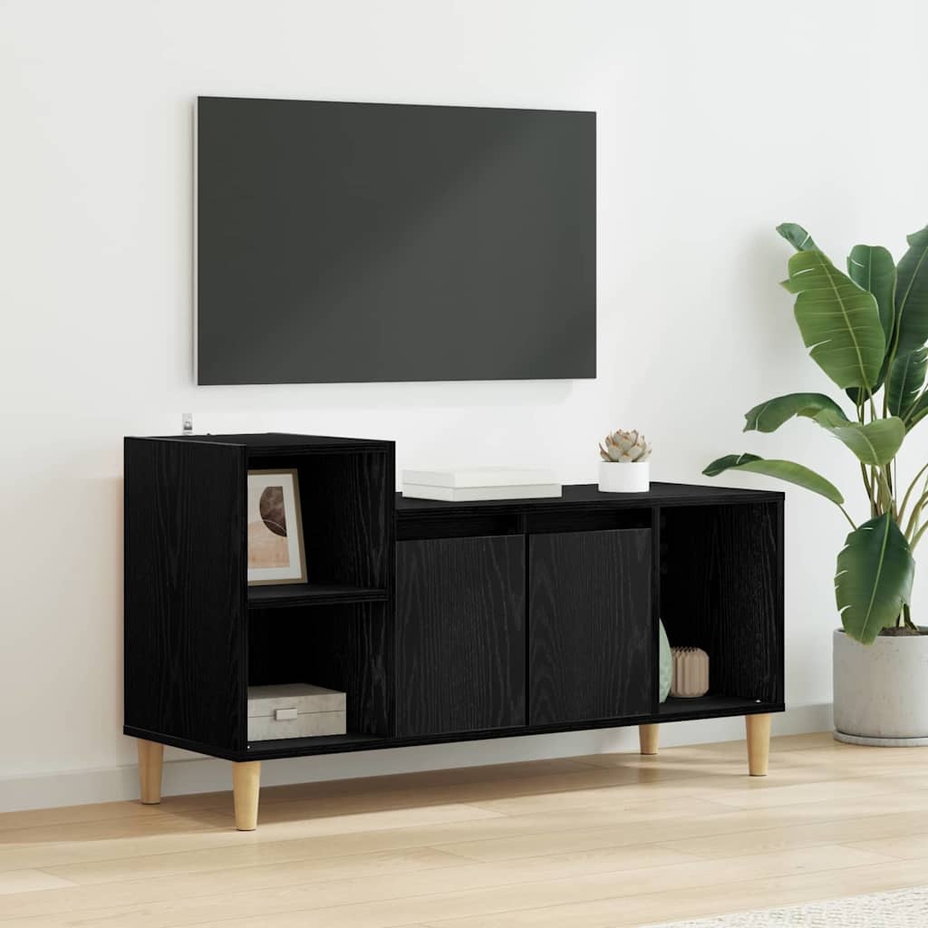 VidaXL TV-kast Zwart Eiken 100 x 35 x 55 cm Bewerkt hout