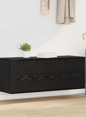 VidaXL Schoenenkast Zwart eiken 100 x 35 x 38 cm Bewerkt hout