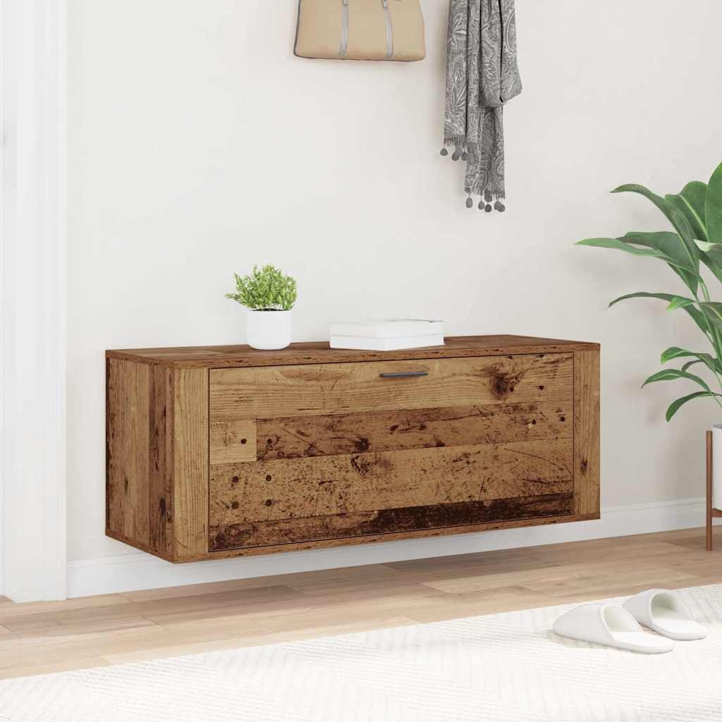 VidaXL Schoenenkast met plank Oud hout 100 x 35 x 38 cm Bewerkt hout