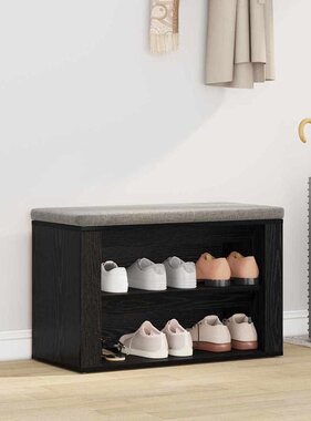 VidaXL Schoenenrek met plank Zwart eiken 75 x 35 x 45 cm Bewerkt hout