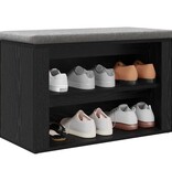 VidaXL Schoenenrek met plank Zwart eiken 75 x 35 x 45 cm Bewerkt hout