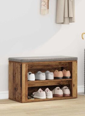 VidaXL Schoenenrek met plank Oud hout 75 x 35 x 45 cm Bewerkt hout