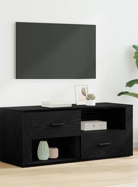 VidaXL TV-kast met lade Zwart Eiken 100 x 35 x 40 cm Bewerkt hout