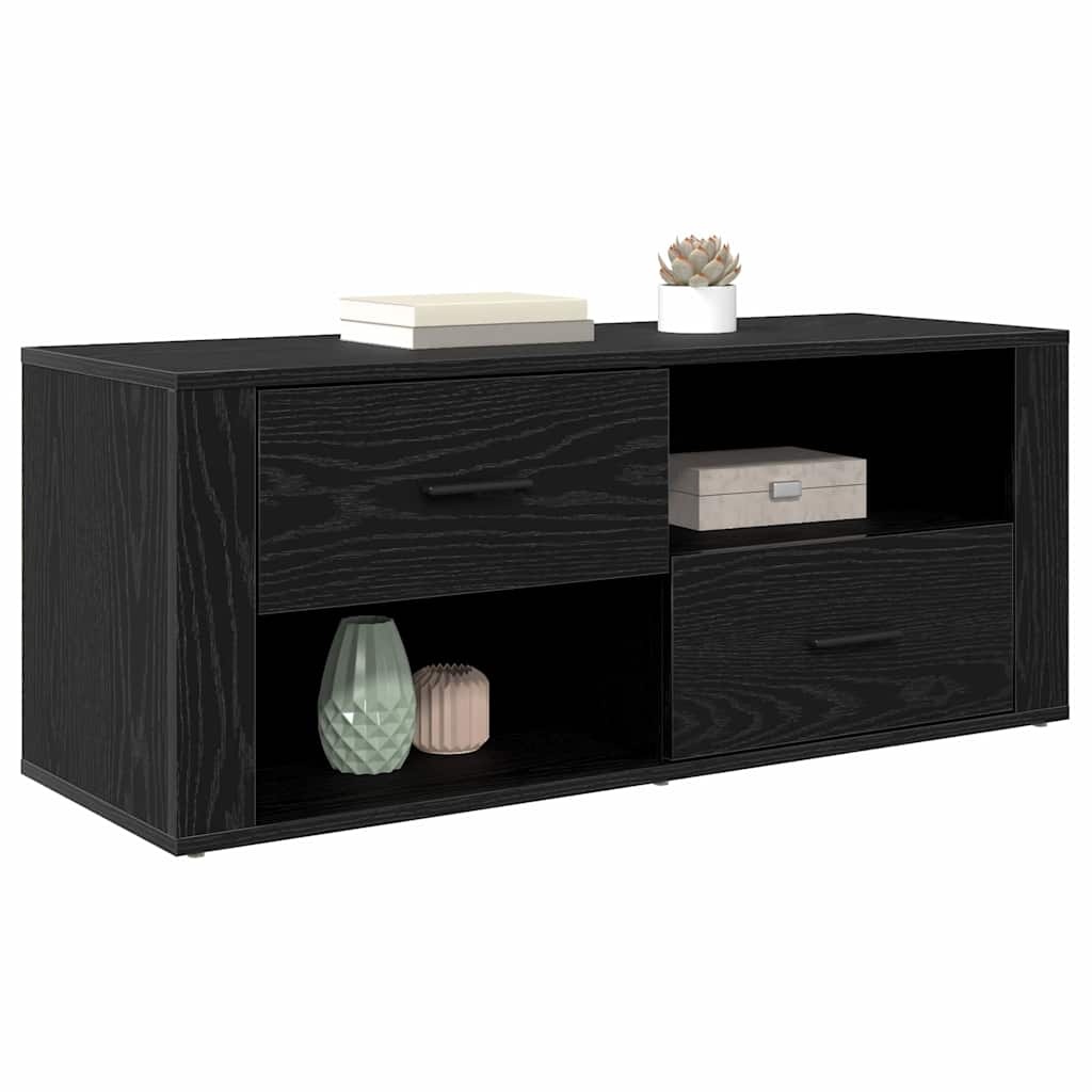 VidaXL TV-kast met lade Zwart Eiken 100 x 35 x 40 cm Bewerkt hout