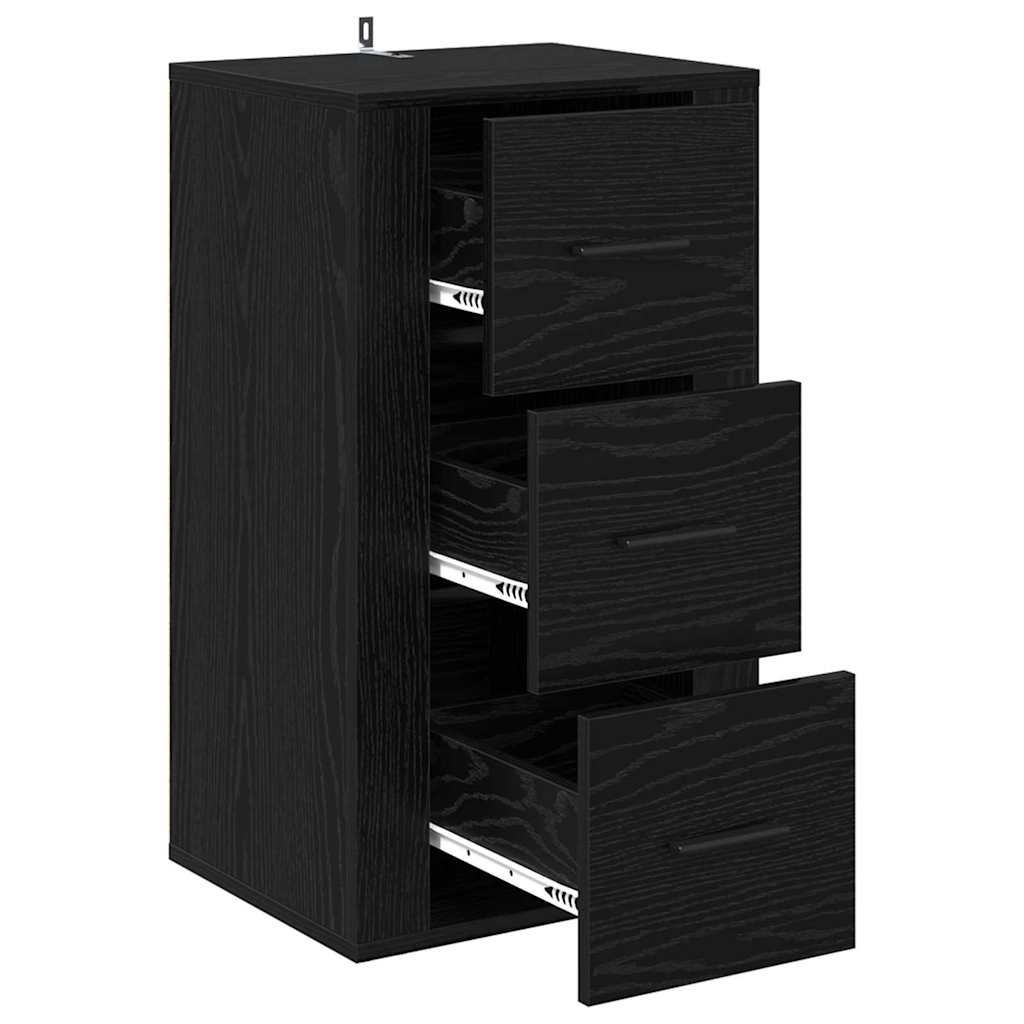 VidaXL Dressoir met lade Zwart eiken 40 x 33 x 70 cm Bewerkt hout