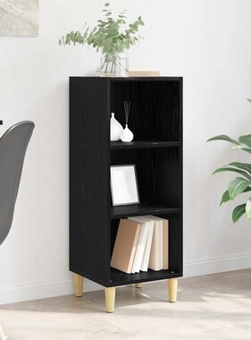 VidaXL Dressoir Zwart Eiken 34,5 x 32,5 x 90 cm Bewerkt hout