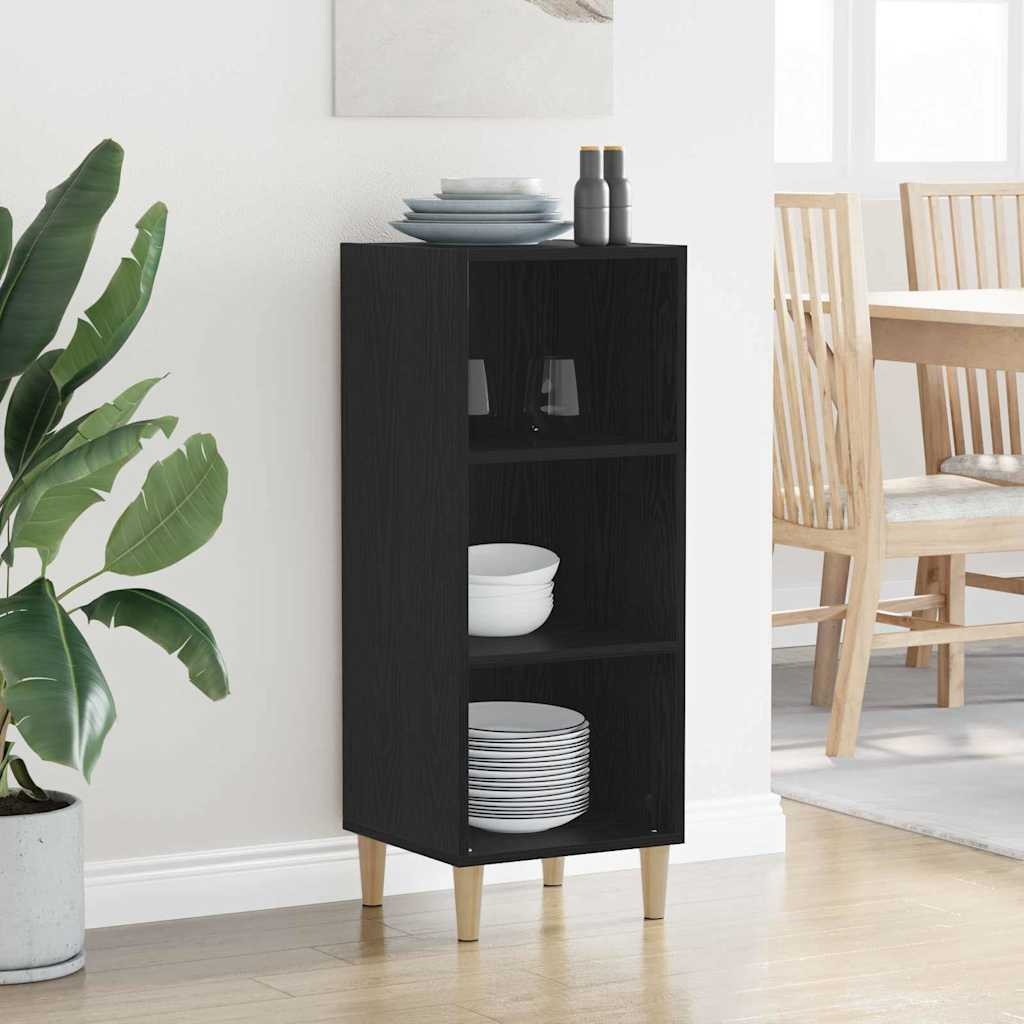 VidaXL Dressoir Zwart Eiken 34,5 x 32,5 x 90 cm Bewerkt hout