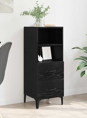 VidaXL Dressoir met lade Zwart eiken 34 x 34.5 x 90 cm Bewerkt hout