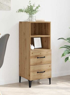 VidaXL Dressoir artisanaal eikenkleurig 34 x 34.5 x 90 cm Bewerkt hout