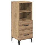 VidaXL Dressoir artisanaal eikenkleurig 34 x 34.5 x 90 cm Bewerkt hout